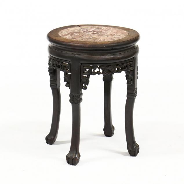 chinese-carved-wood-marble-top-low-table