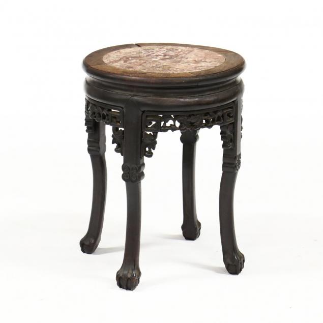 chinese-carved-wood-marble-top-low-table