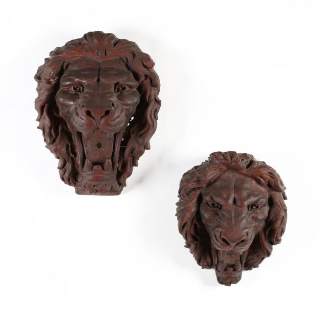 two-antique-carved-wood-lion-decorated-keg-caps