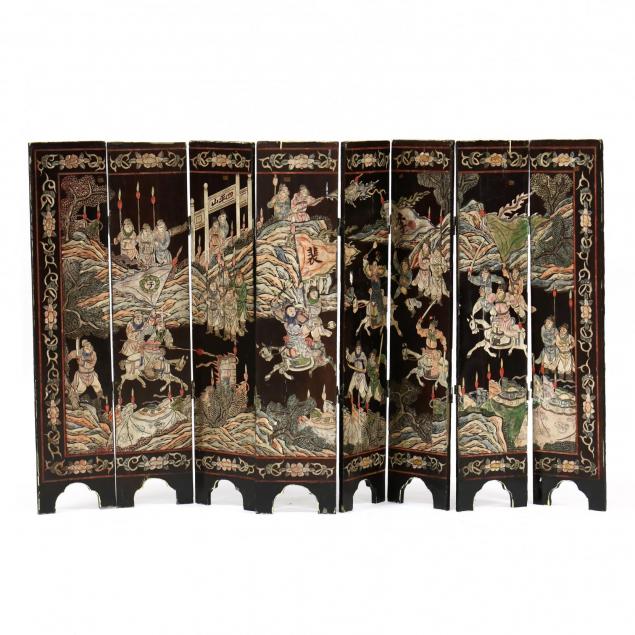 an-antique-chinese-eight-panel-diminutive-folding-screen