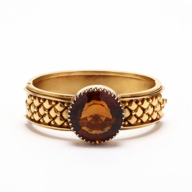 victorian-14kt-gold-and-madeira-citrine-bracelet