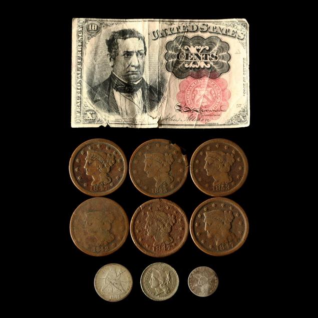 circulated-19th-century-coins-and-an-example-of-fractional-currency