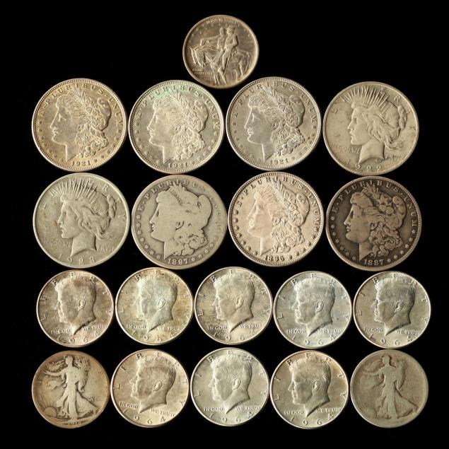 mixed-group-of-circulated-silver-halves-and-dollars