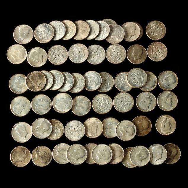 three-rolls-of-1964-kennedy-90-silver-half-dollars