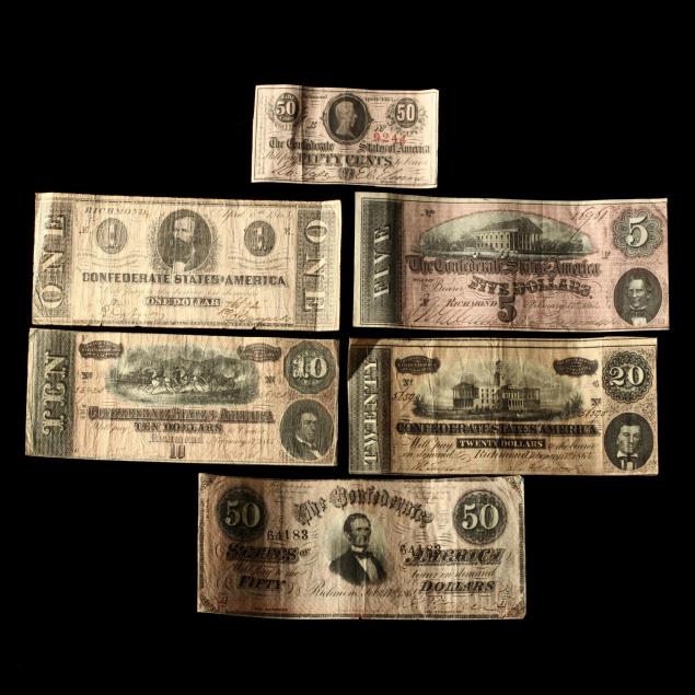 denomination-set-of-six-circulated-confederate-notes