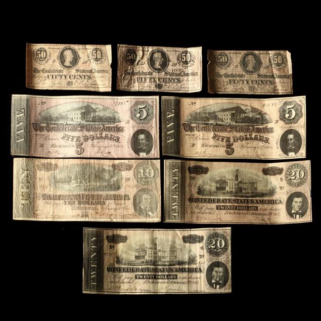 eight-circulated-confederate-notes
