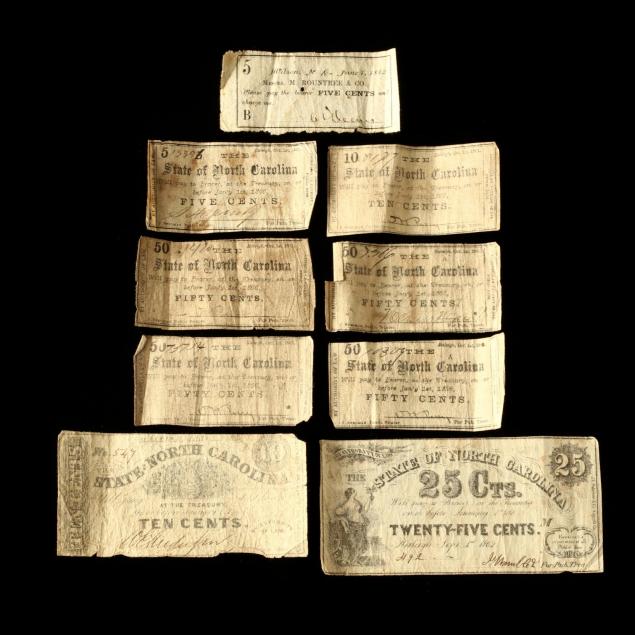 nine-pieces-of-north-carolina-civil-war-paper-currency
