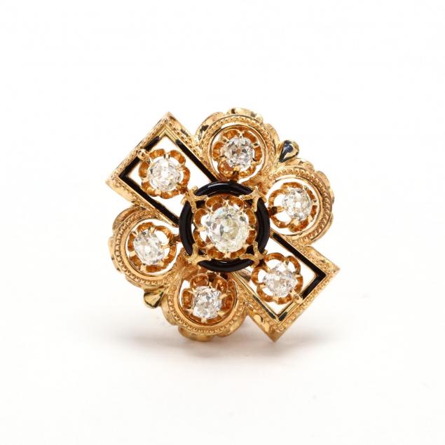 victorian-gold-diamond-and-enamel-pendant