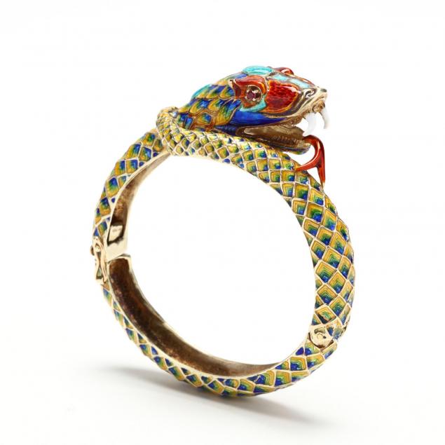 14kt-gold-enamel-snake-bangle-bracelet-rine