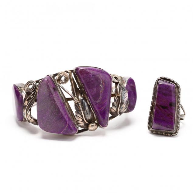 silver-navajo-sugilite-ring-bracelet