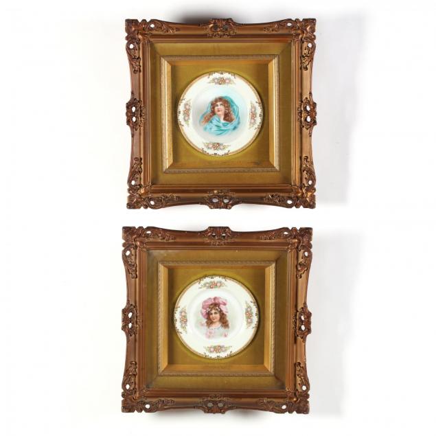 pair-of-porcelain-cabinet-plates-in-shadow-box-frames