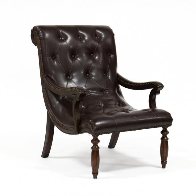 british-colonial-style-leather-upholstered-arm-chair