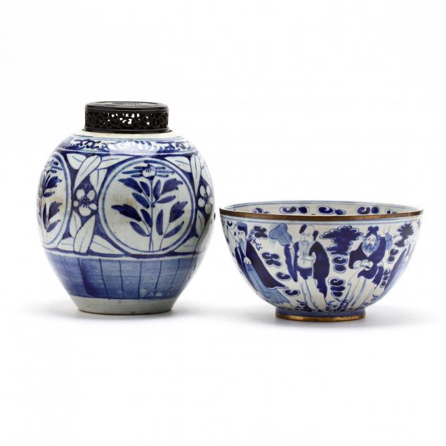 a-chinese-blue-and-white-ginger-jar-and-bowl