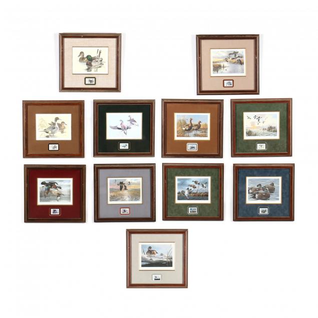 eleven-consecutive-signed-numbered-texas-waterfowl-print-stamp-sets