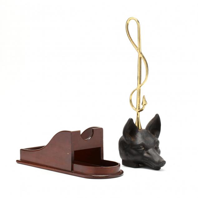 colonial-williamsburg-fox-doorstop-and-wooden-wine-bottle-holder