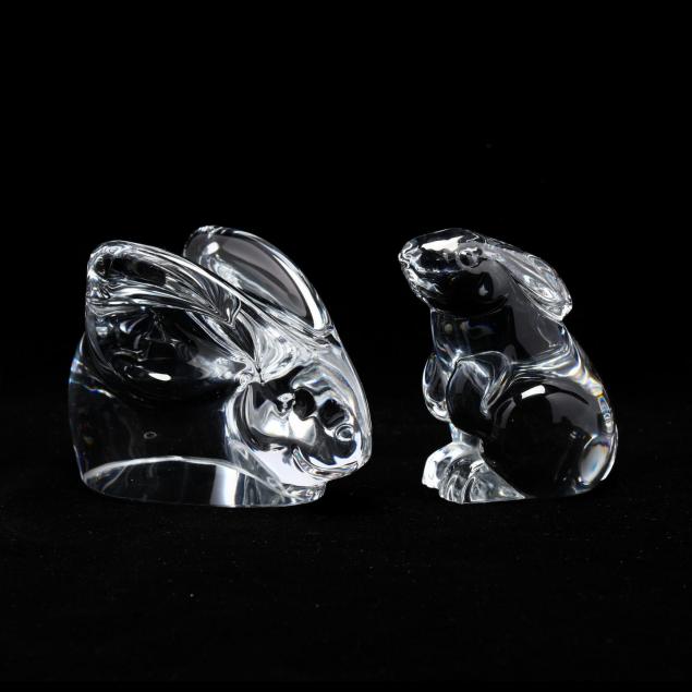 two-signed-crystal-bunny-sculptures