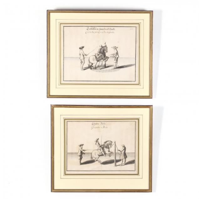 two-antique-engravings-from-william-cavendish-s-i-methode-et-invention-nouvelle-de-dresser-les-chevaux-new-method-and-invention-of-training-horses-i