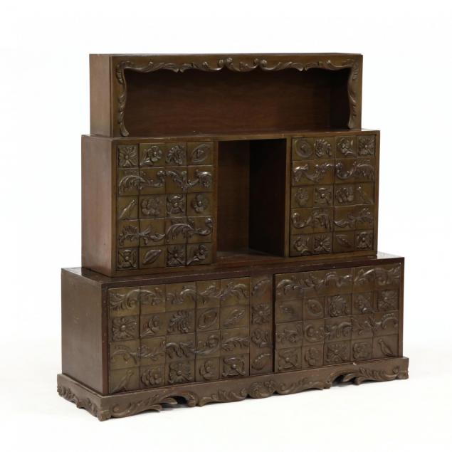 colombian-carved-stepback-cabinet