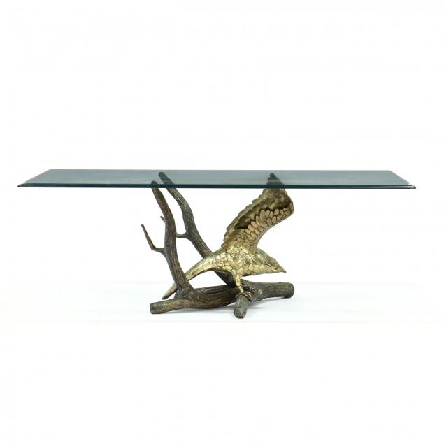 att-alain-chervet-figural-cast-brass-and-glass-eagle-dining-table