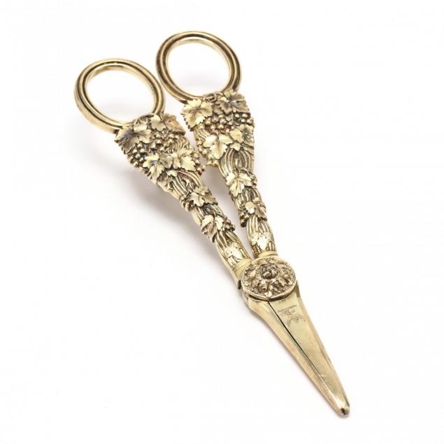 a-pair-of-george-iii-silver-gilt-grape-shears-mark-of-paul-storr