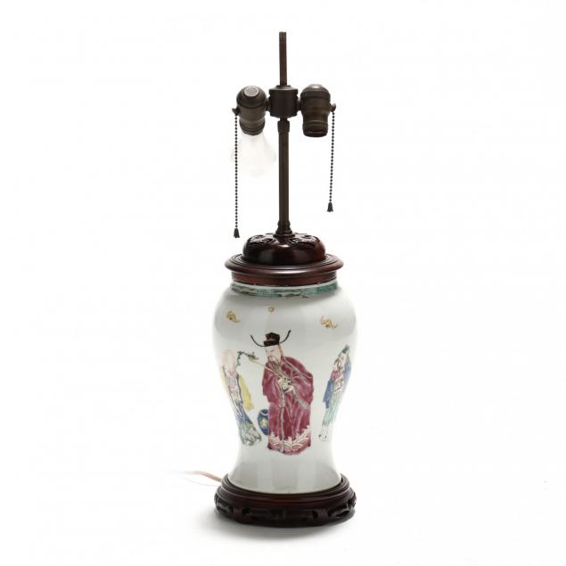 a-chinese-famille-rose-vase-set-in-rosewood-as-a-lamp
