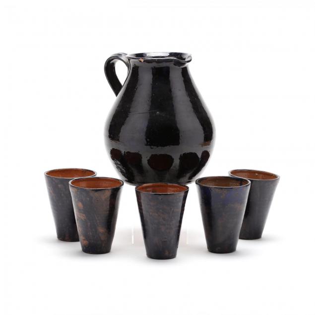 a-lemonade-set-of-five-drinking-vessels-and-pitcher