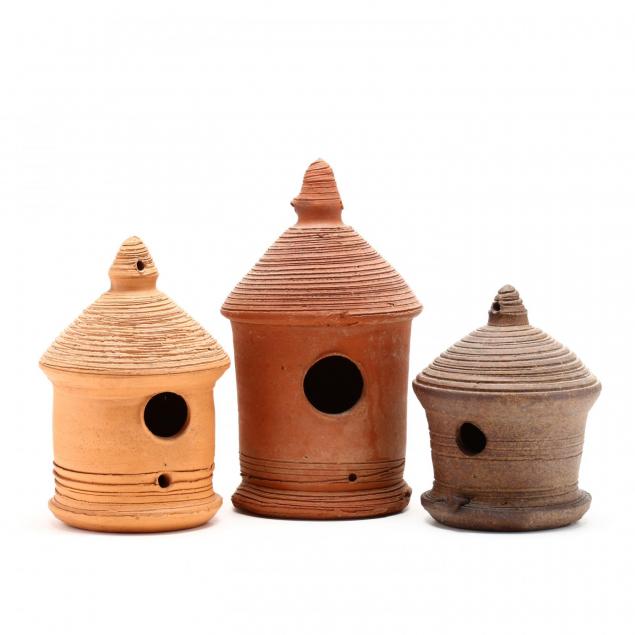three-pottery-folk-art-birdhouses