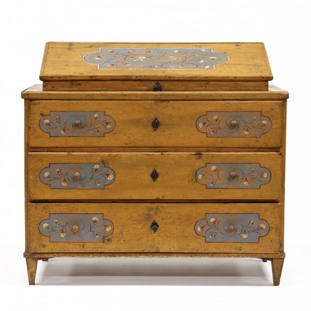 antique-italian-paint-decorated-secretary-on-chest