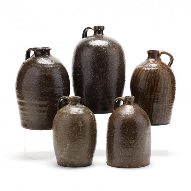 five-nc-pottery-jugs
