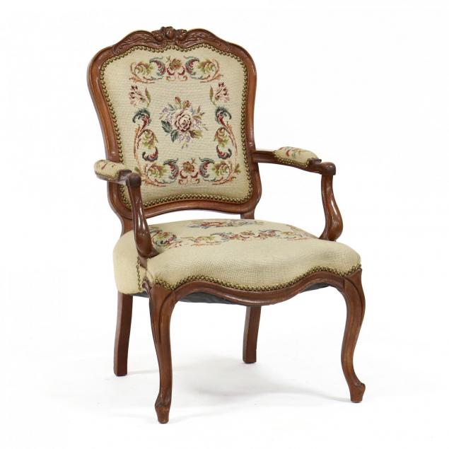 louis-xv-style-carved-walnut-fauteuil