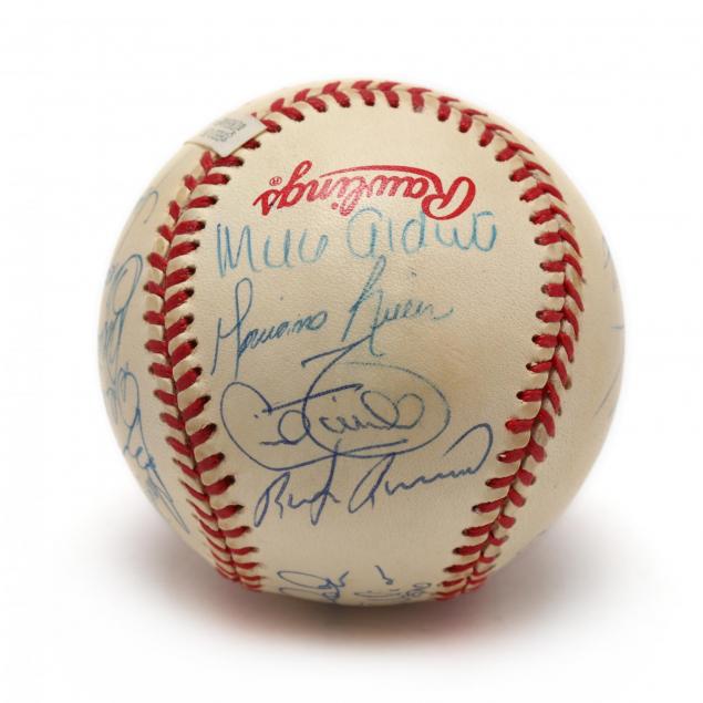official-rawlings-1996-world-champion-new-york-yankees-team-signed-baseball-with-19-signatures-including-rookies-jeter-pettitte-rivera-psa-dna