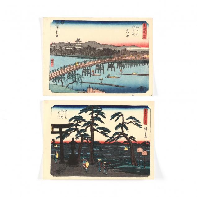 two-japanese-woodblock-prints-by-hiroshige-japanese-1797-1858