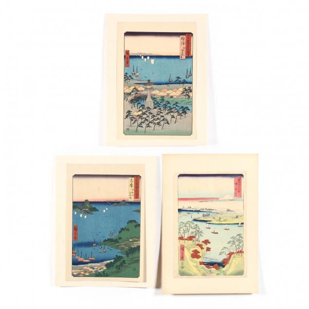 three-japanese-hiroshige-design-woodblock-prints