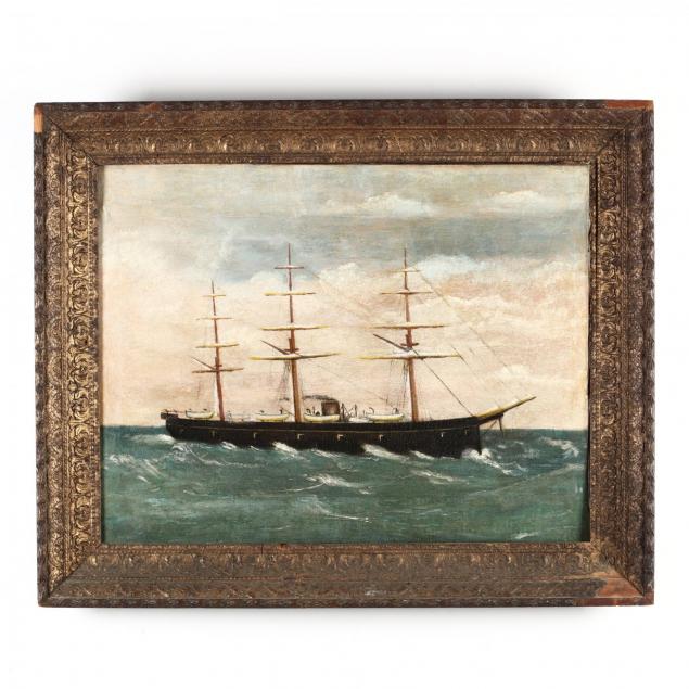 an-antique-folk-art-portrait-of-a-three-masted-ship