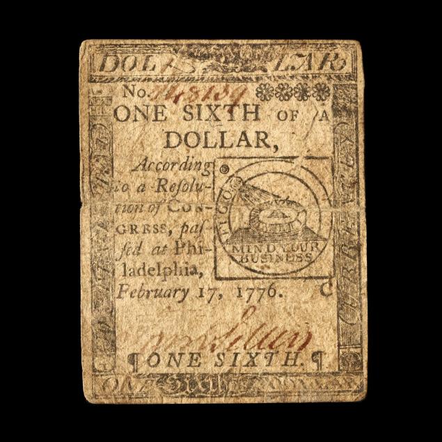 continental-currency-fugio-1-6th-dollar-note
