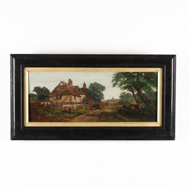 an-antique-english-school-painting-of-a-cottage-lane