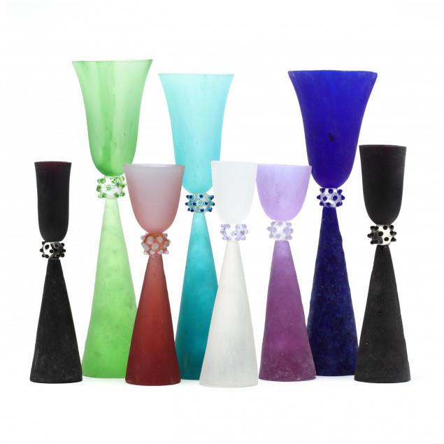 lucartha-kohler-pa-nc-1938-2017-eight-art-glass-goblets