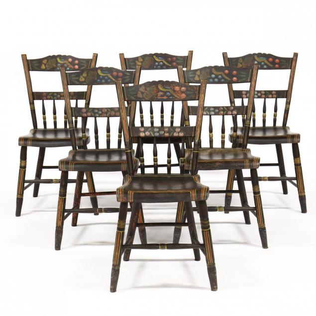 set-of-six-paint-decorated-fancy-chairs