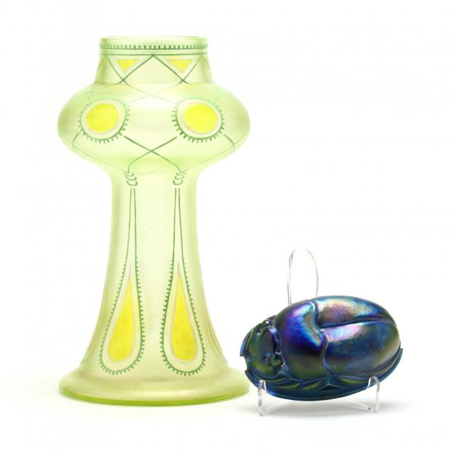 bohemian-glass-vase-and-scarab