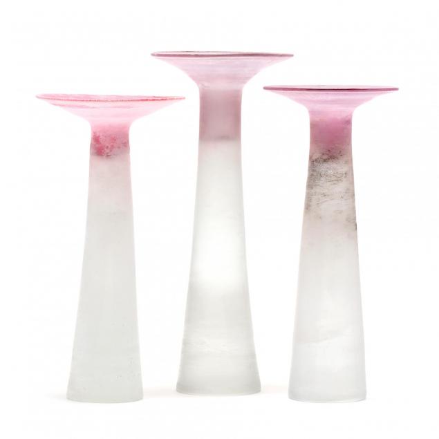 gino-cenedese-italian-1907-1973-three-large-i-scavo-i-glass-candlesticks