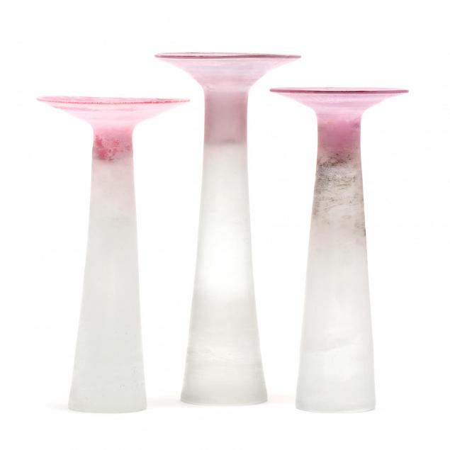 gino-cenedese-italian-1907-1973-three-large-i-scavo-i-glass-candlesticks