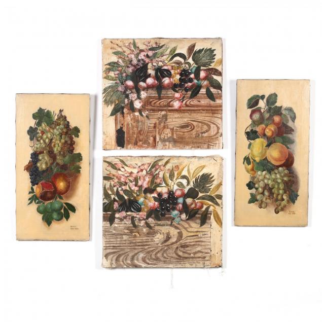 two-pairs-of-paintings-illustrating-fruit-and-floral-swags