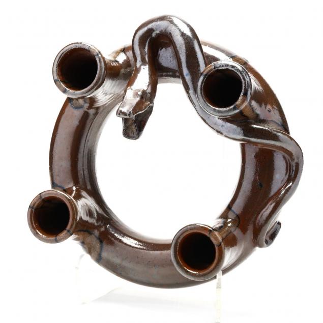 western-nc-folk-pottery-steven-abee-snake-ring-jug