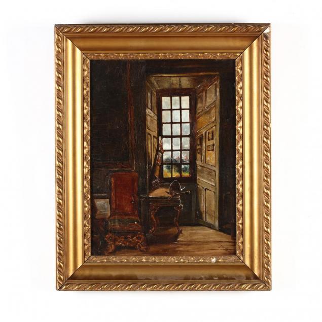 antique-scottish-school-painting-of-an-interior-with-window
