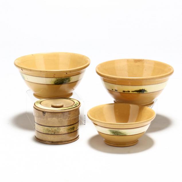 group-of-seaweed-yellowware-table-accessories