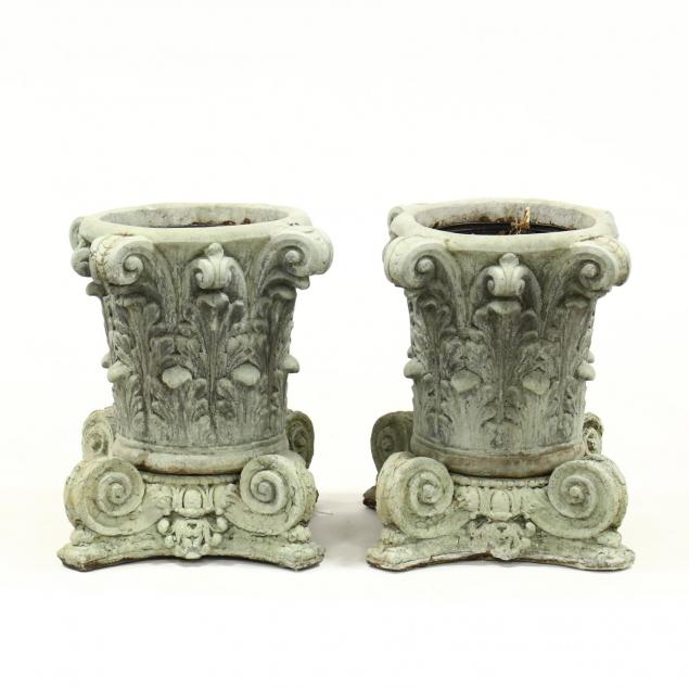 pair-of-cast-stone-corinthian-capital-garden-urns
