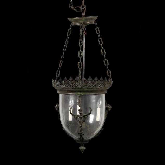 large-neoclassical-style-bronze-mounted-smoke-bell-pendant-light