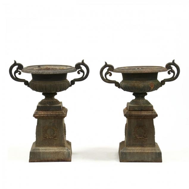 pair-of-classical-style-cast-iron-garden-urns