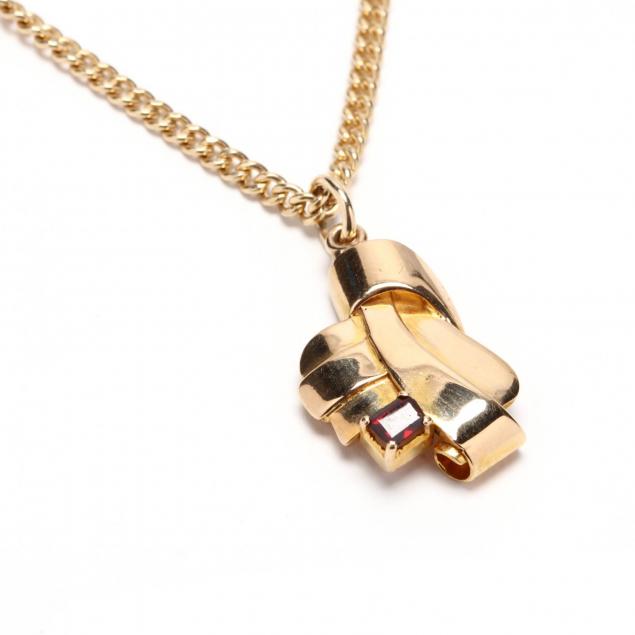 14kt-chain-necklace-with-18kt-gold-and-garnet-pendant