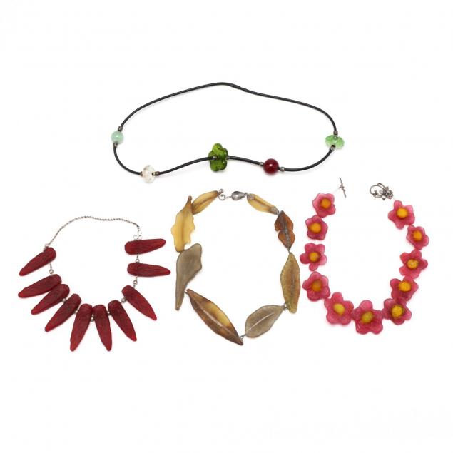 lucartha-kohler-pa-nc-1938-2017-four-art-glass-necklaces